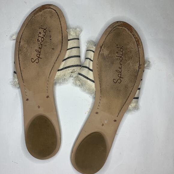 Splendid Cream Fringe Baldwyn Slide Flat Boho Sandals S-100 Size 9 - Picture 8 of 10